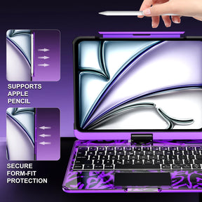 Transparent 360°Rotatable Keyboard Case for iPad [Purple] | KJIPJPY2K5