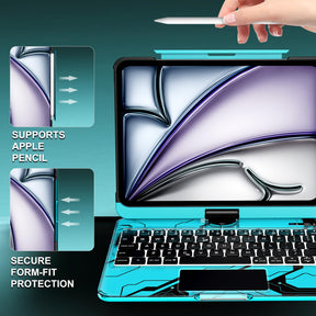 Transparent 360°Rotatable Keyboard Case for iPad [Blue] | KJIPJPY2K9