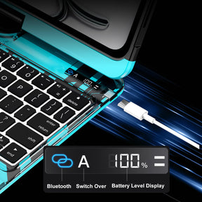 Transparent 360°Rotatable Keyboard Case for iPad [Blue] | KJIPJPY2K9