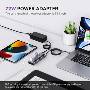 Minisopuru Powered USB C Hub with 72W Power Adapter| MH706B