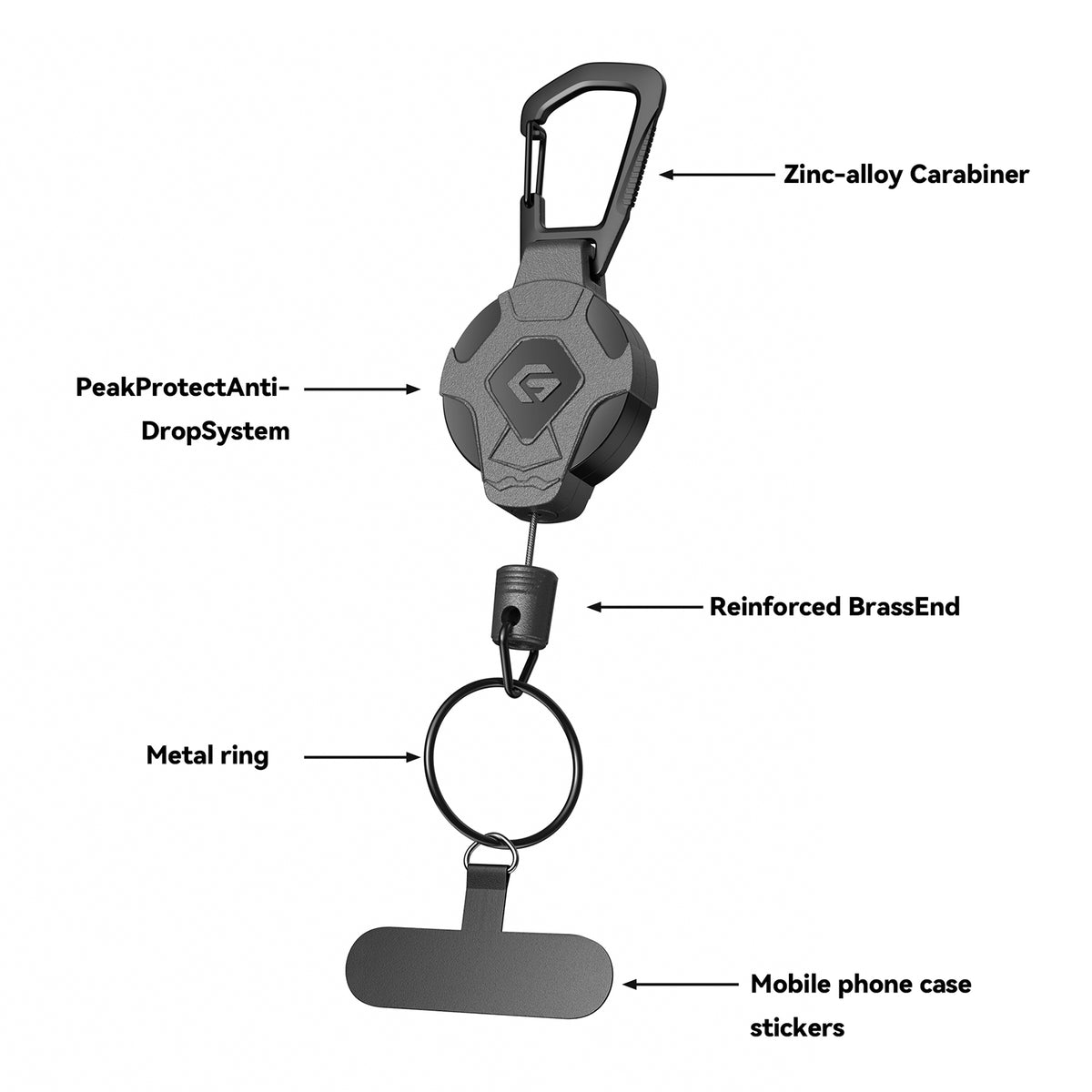 Retractable Keychain Heavy Duty With Phone clip 2pcs  |GFRK01