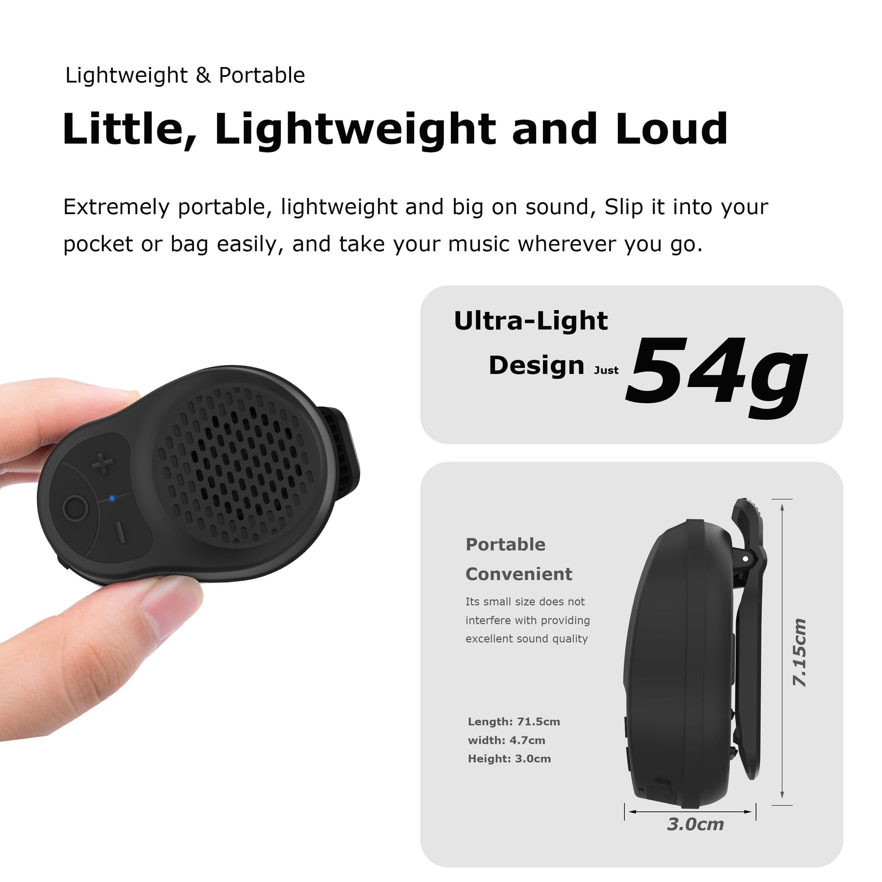 Wearable Bluetooth Speaker Small with Clip |S01