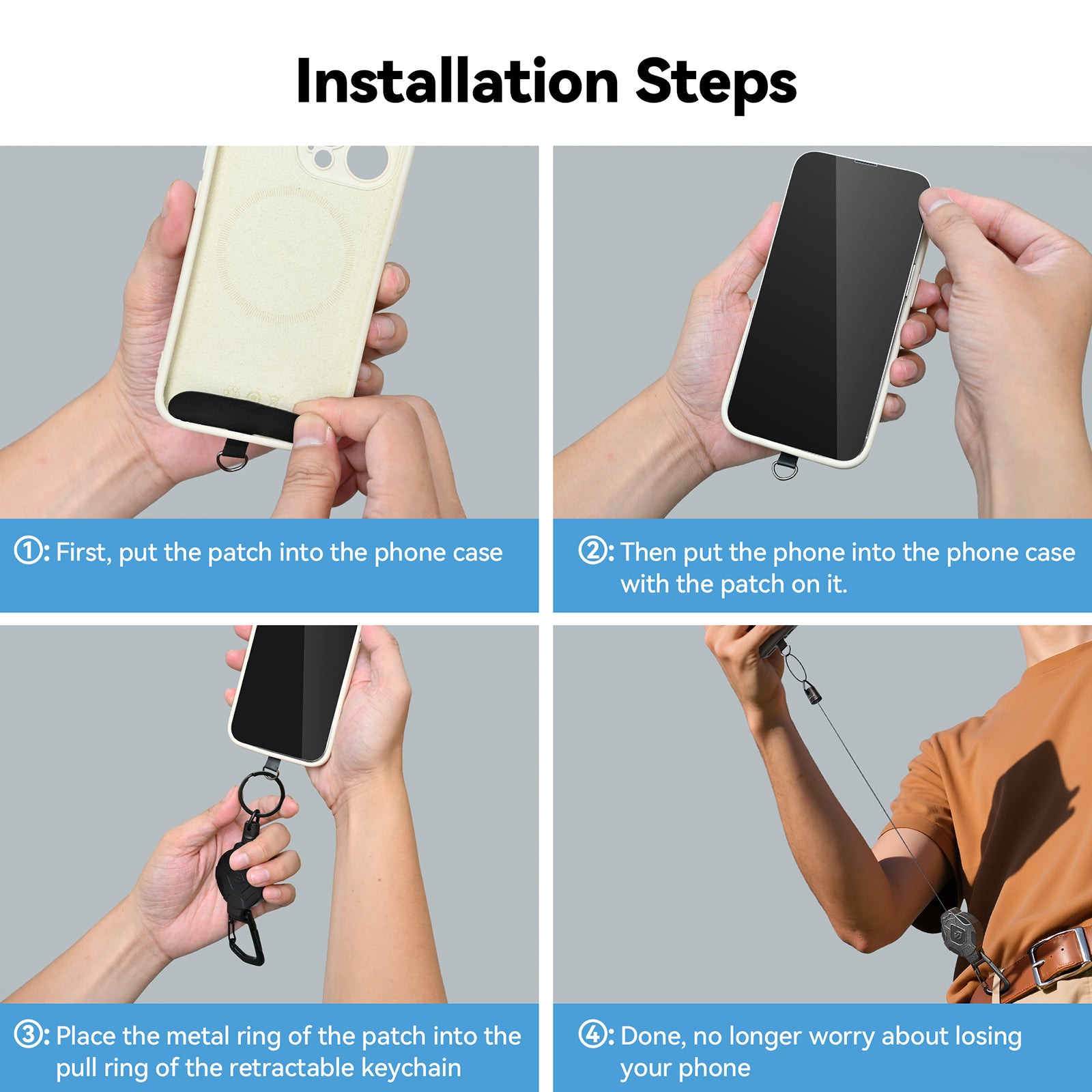 Retractable Keychain Heavy Duty With Phone clip 2pcs  |GFRK01