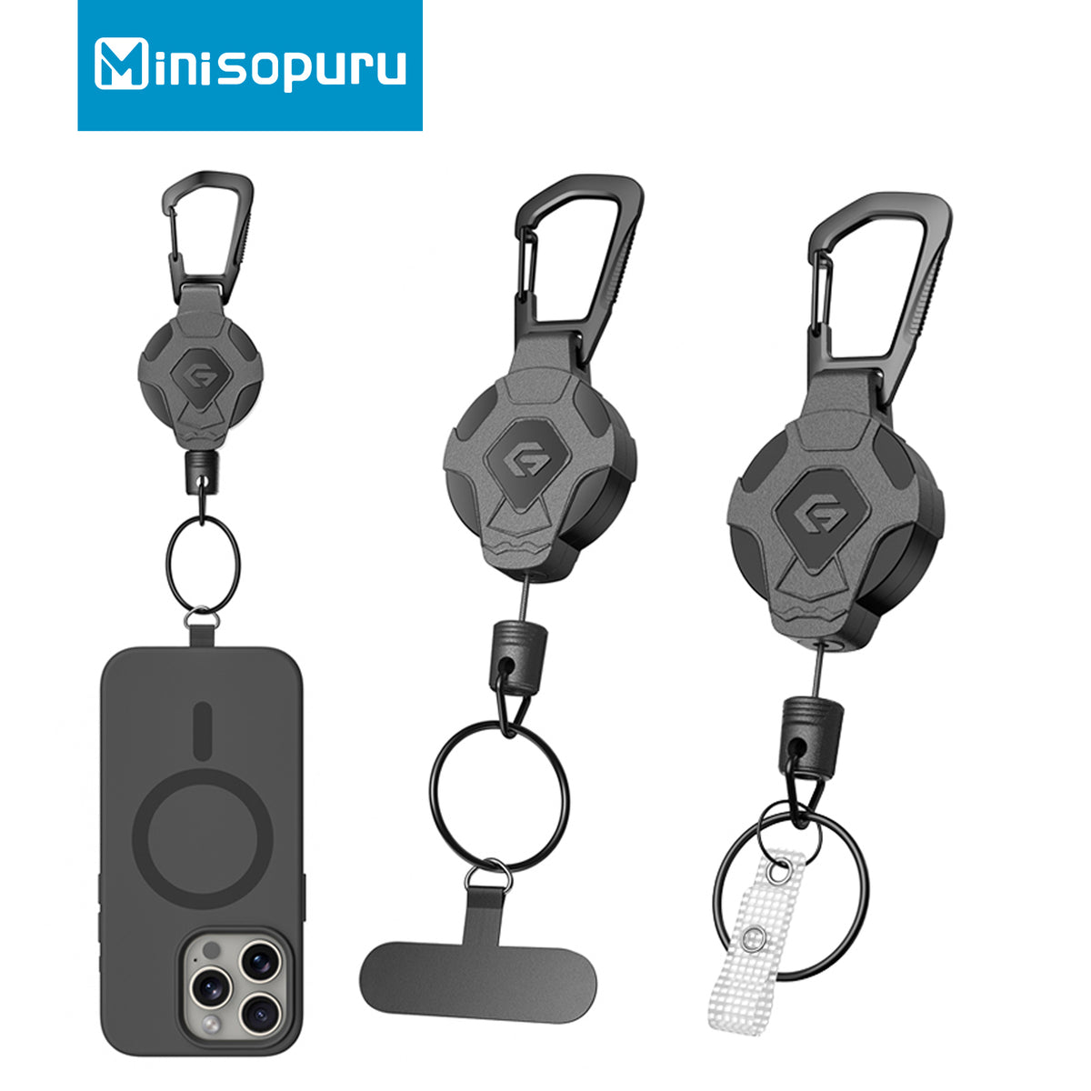Retractable Keychain Heavy Duty With Phone clip 2pcs  |GFRK01