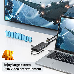 USB C ハブ マルチポート アダプター MacBook Pro/Air 用 10Gbps USB-C &amp; USBA データ ポート付き 10 in 1 ミニソプル USB C ハブ イーサネット HDMI付き 2 USB 3.0 100W 充電 SD/TF Surface Pro/XPS/iPad Pro用もっと