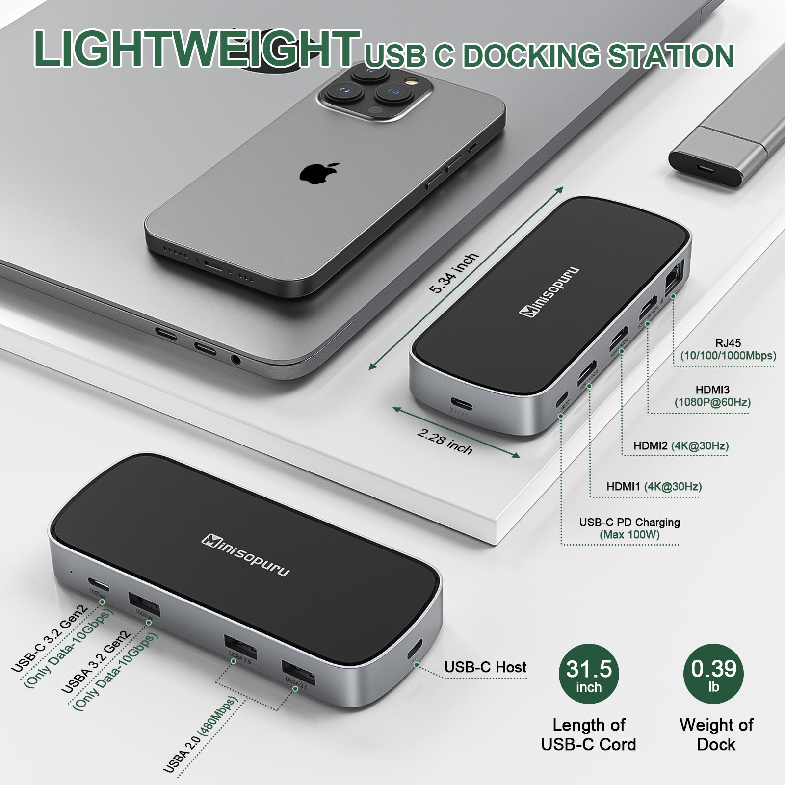 lightweight usb c docking station