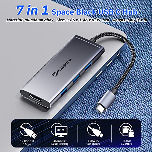 ミニソプル USB C to USB ハブ 7 in 1 USB C ハブ マルチポート