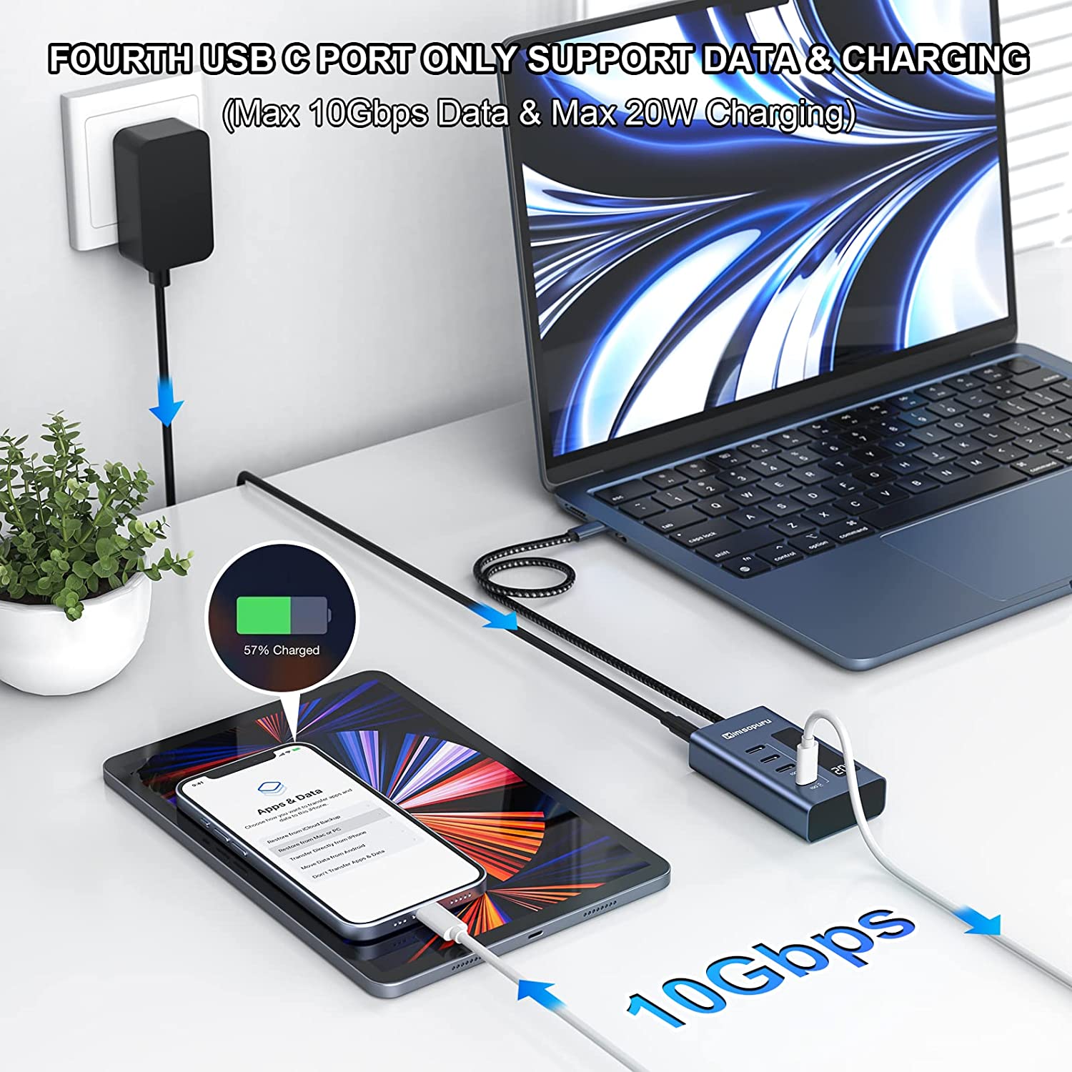 usb c hub for data and charging 
